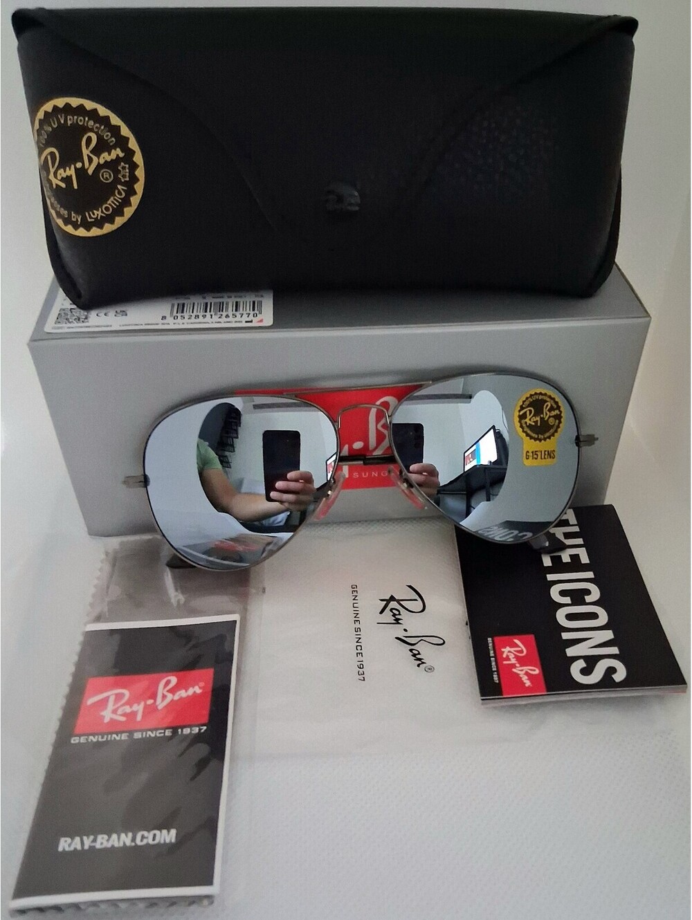 NEW Ray Ban RB3025 58mm Aviator Mirrored Lens Gunmetal Frame Sunglasses